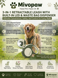 Mivopaw 3-in-1 Retractable Leash – All-in-One Convenience for Every Walk