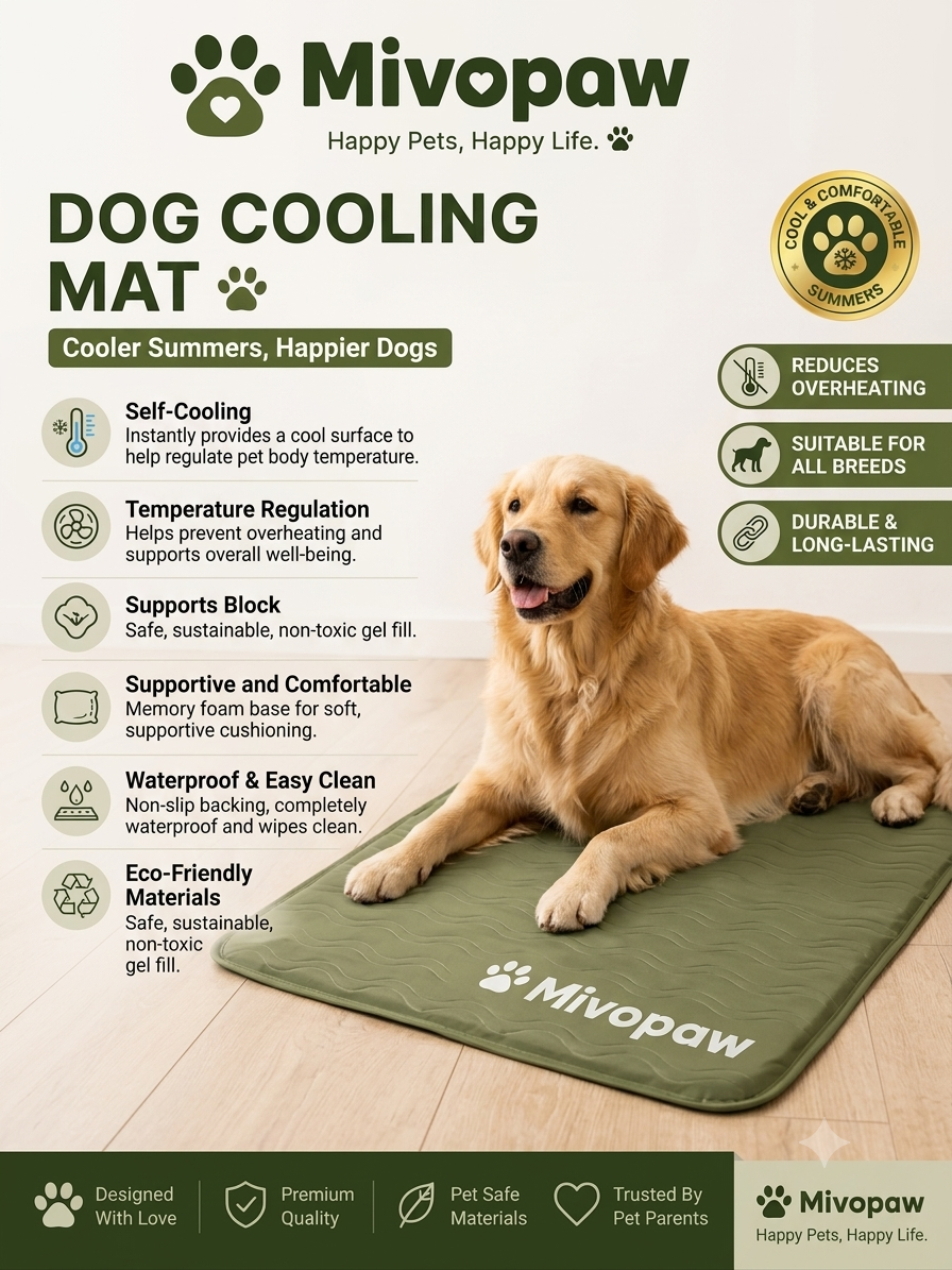 Mivopaw Dog Cooling Mat – Pressure-Activated Gel Mat for Summer Comfort