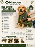 Mivopaw Dog Drying Towel Robe – Super Absorbent Microfiber Bath Towel for Dogs