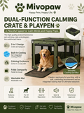 Mivopaw Dual-Function Calming Crate & Playpen – 2-in-1 Anxiety-Reducing Enclosure with Cooling Gel Mat