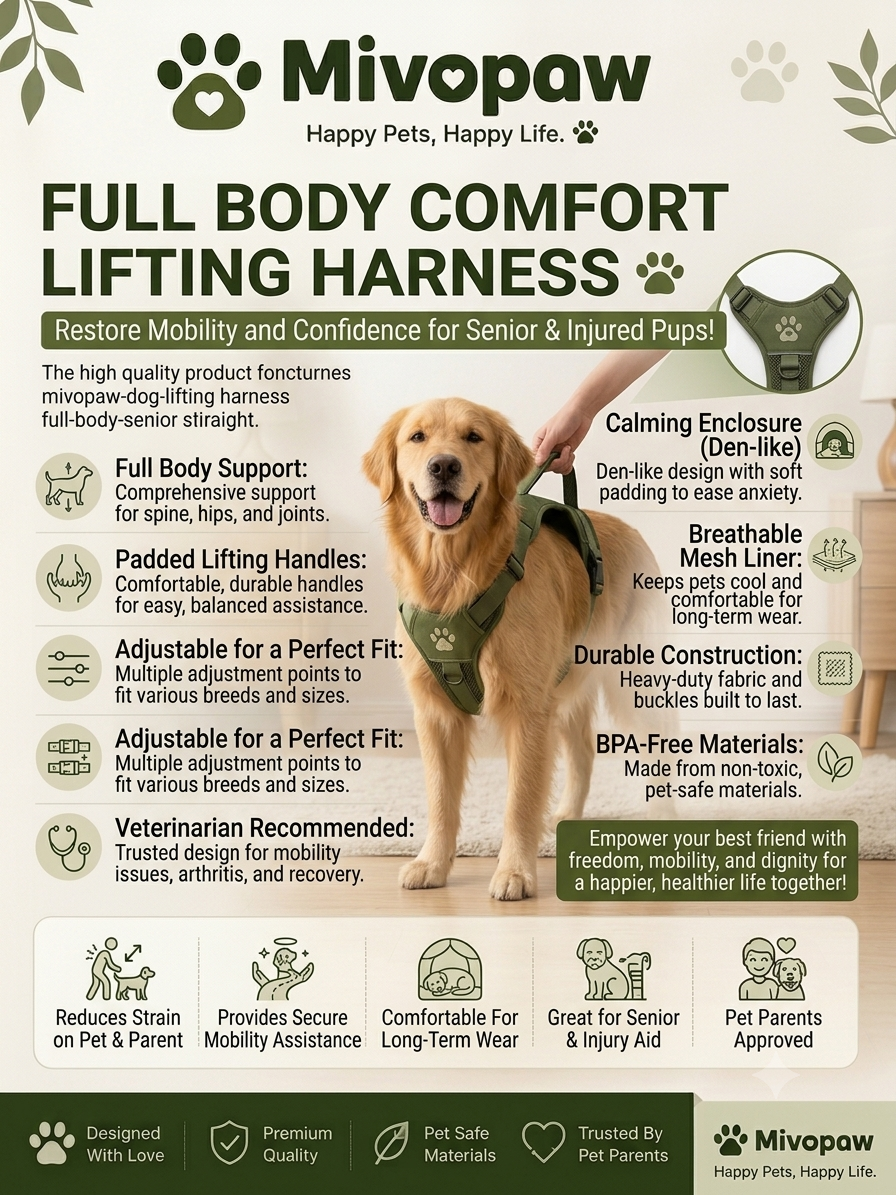 Mivopaw Full Body Comfort Lifting Harness – Restore Mobility and Confidence for Senior & Injured Pups!