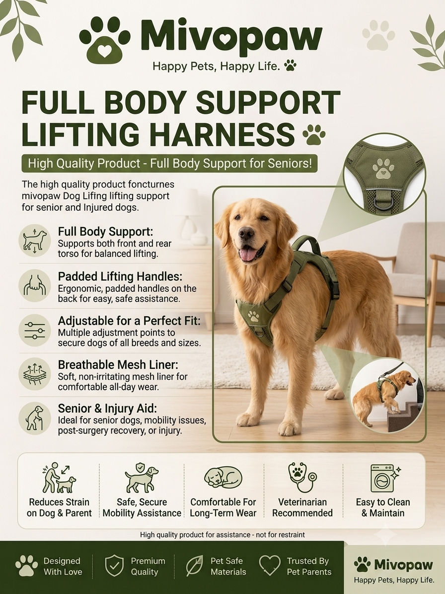 Mivopaw Full Body Support Lifting Harness – Mobility Aid for Senior & Injured Dogs
