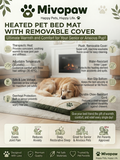 Mivopaw Heated Pet Bed Mat – Therapeutic Comfort with Removable Cover