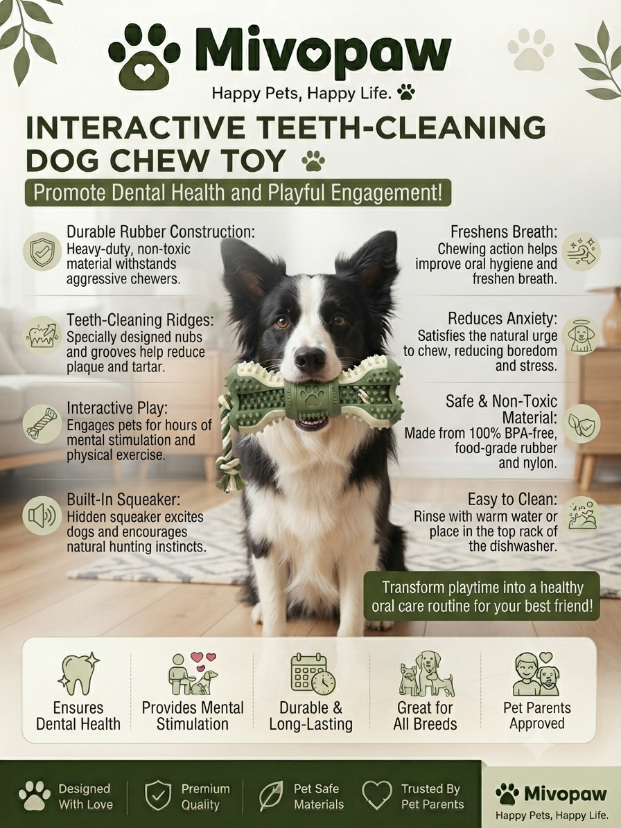 Mivopaw Interactive Teeth-Cleaning Dog Chew Toy – Promote Dental Health and Playful Engagement