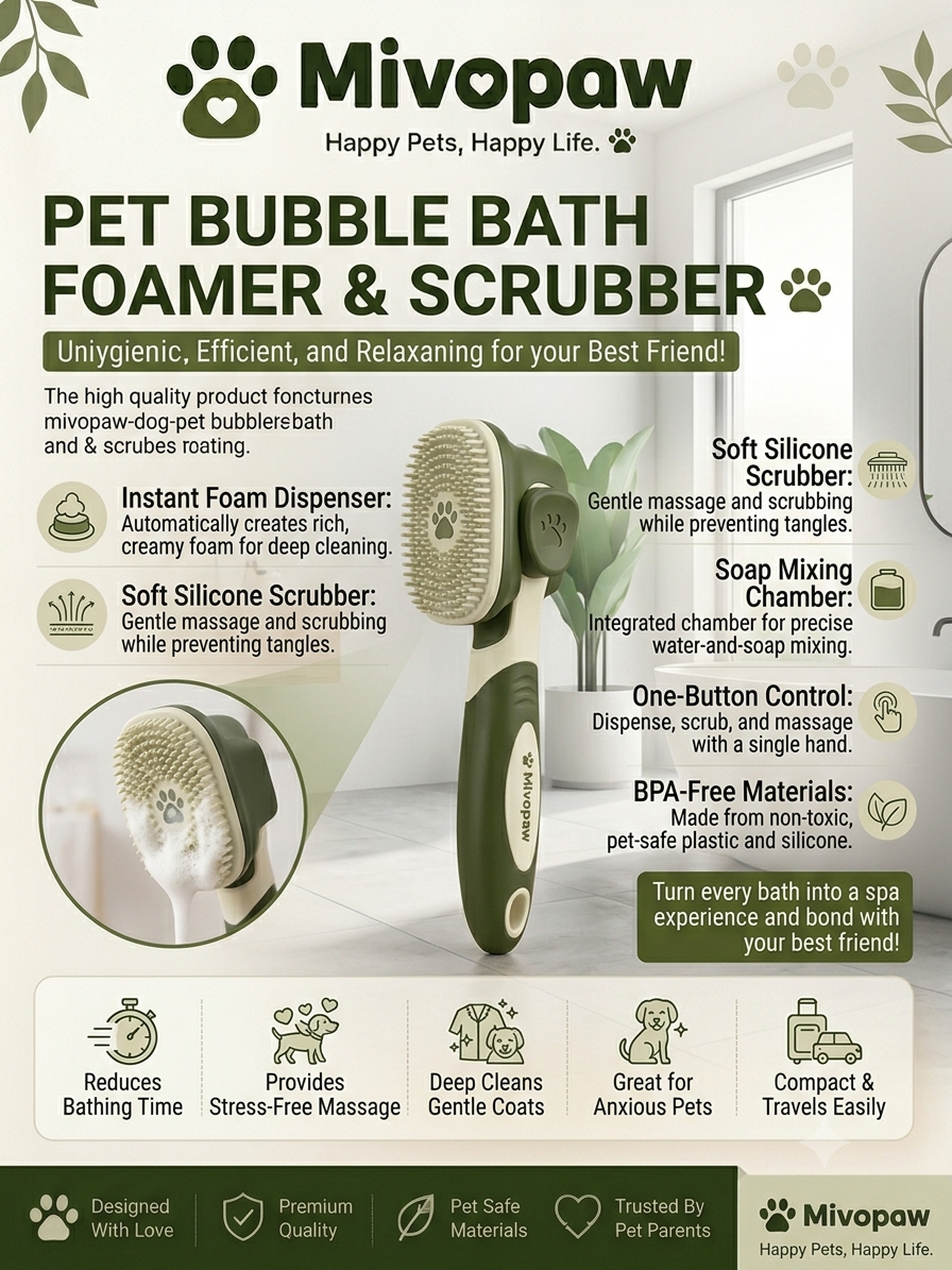 Mivopaw Pet Bubble Bath Foamer & Scrubber – Spa-Quality Grooming for Your Furry Friend