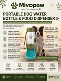 Mivopaw Portable Dog Water Bottle & Food Dispenser – Travel-Friendly Hydration and Snack Container