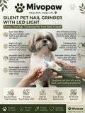 Mivopaw Silent Pet Nail Grinder – Stress-Free Grooming with LED Light