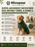 Mivopaw Super-Absorbent Microfiber Dog Drying Towel & Robe – The Ultimate Post-Bath Pampering