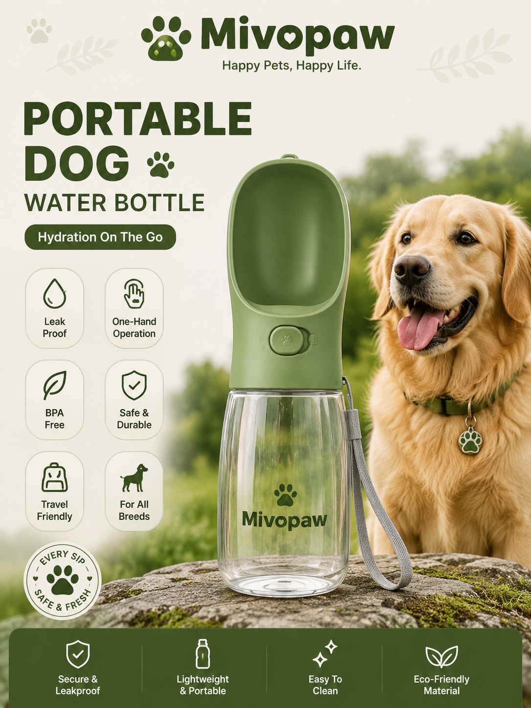 ♡NEIGHBORHOOD♡DOG PORTABLE BOTTLE♡ Portable Dog Water Bottle | Leakproof Travel Water Dispenser – Mivopaw